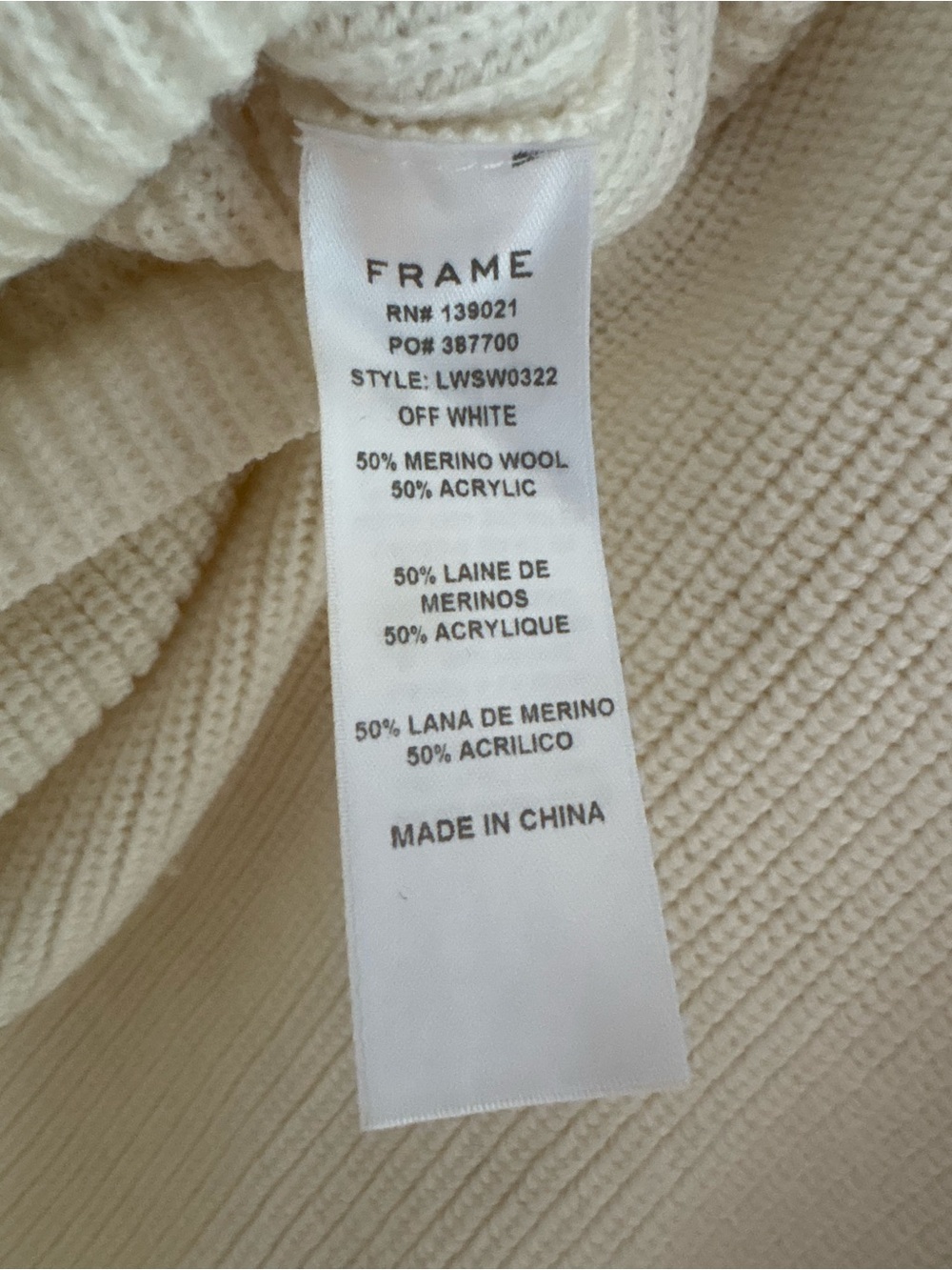 FRAME Ruffle Yoke Ribbed Sweater Off White size M - Picture 11 of 14